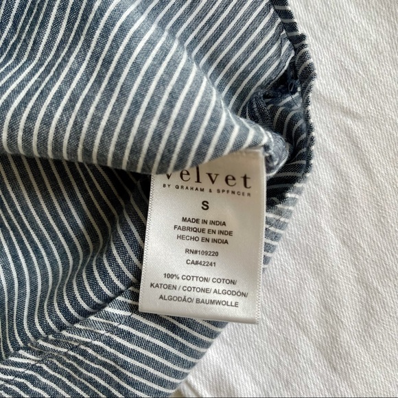 Velvet Embroidered Chambray Top Blue Sz S - Picture 6 of 9